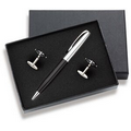 Barbell Shaped Cufflinks & Ball Point Pen Set with 2-Piece Gift Box